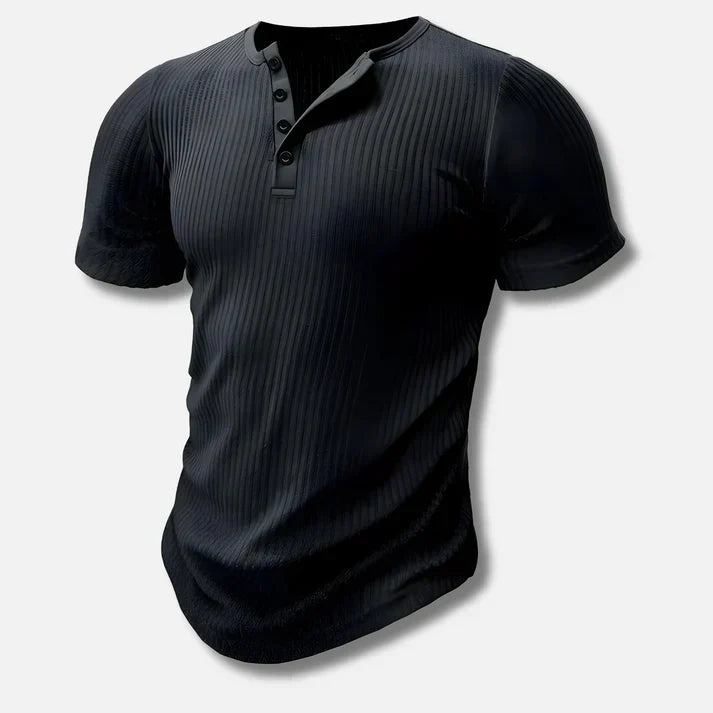 Men's Slim Fit Henley Shirt Button Front Cotton - VibreMode