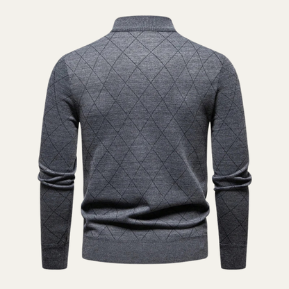 Men's Half Zip Knit Sweater Gray