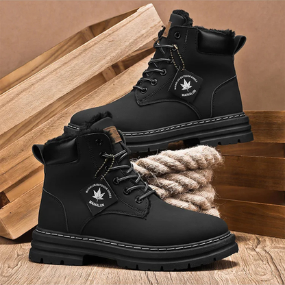 Men's Insulated Snow Boots Fur Lined Waterproof Black