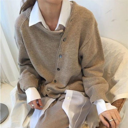 Women's Asymmetric Button Cardigan