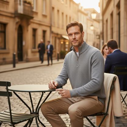 Men's Soft Wool Quarter Zip Sweater