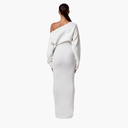 Women's Off-Shoulder Knit Evening Dress