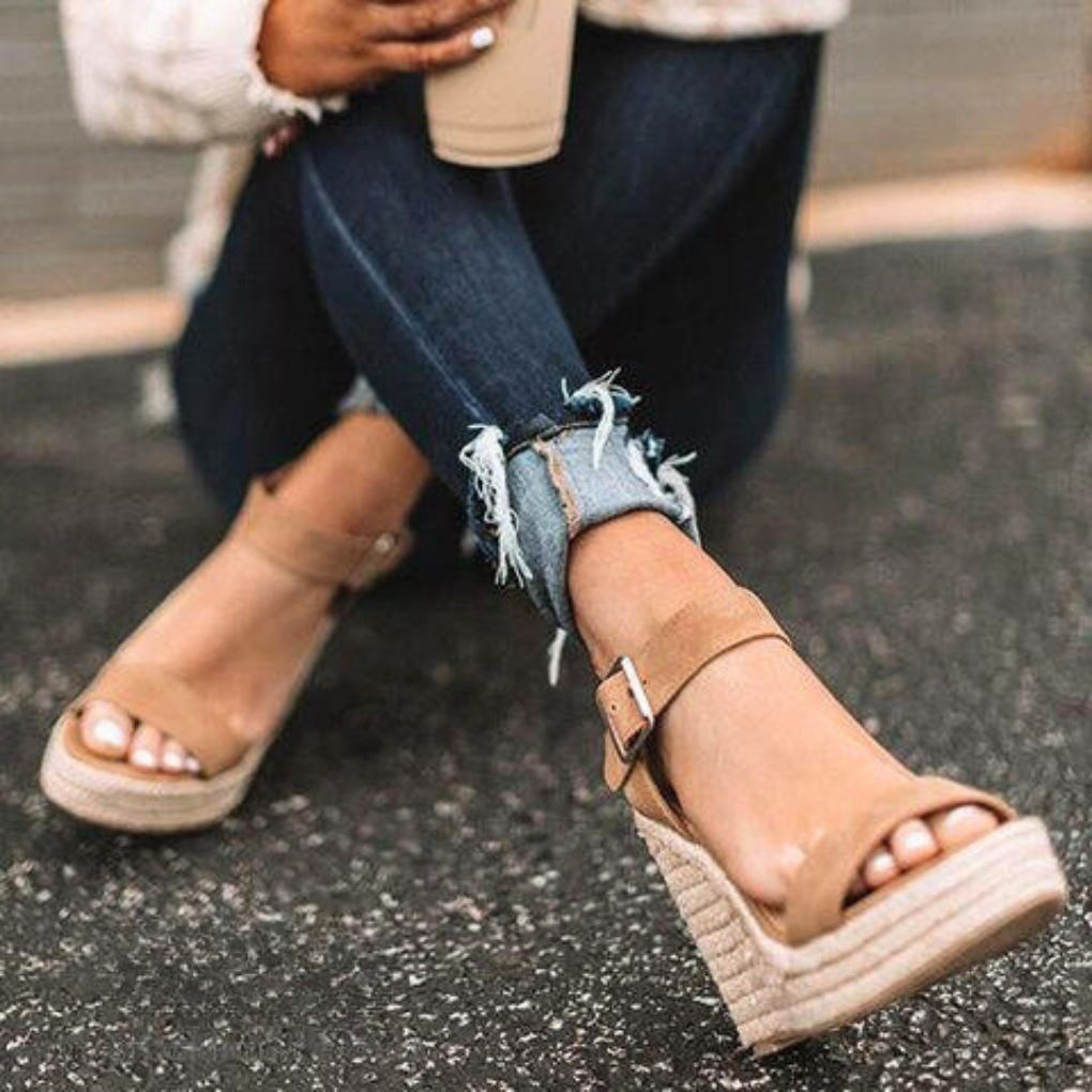 Women's Wedge Sandals T Strap Casual