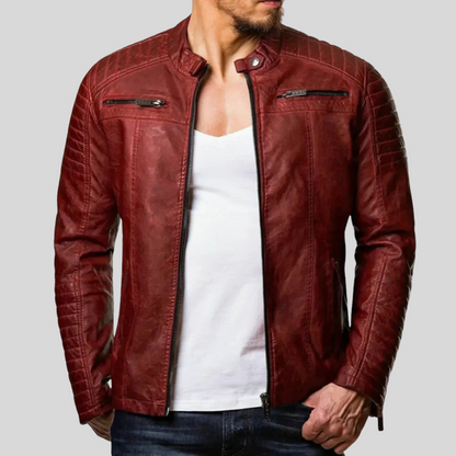 Men's Leather Windbreaker Jacket