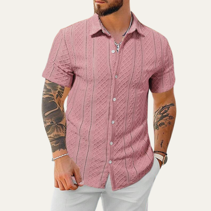 Men's Textured Button Up Shirt Casual