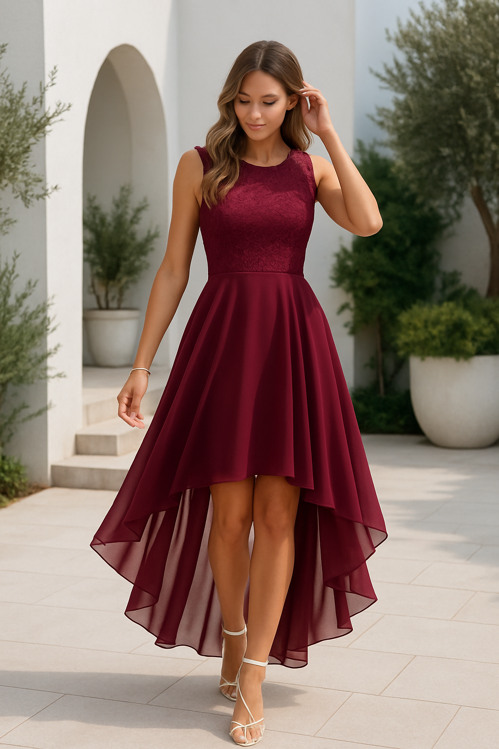 Elegant Ladies High Low Wedding Dress