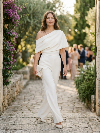 Women's One-Shoulder Jumpsuit Wide-Leg Silhouette