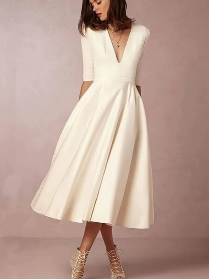 Elegant Ladies Floral Midi Party Dress