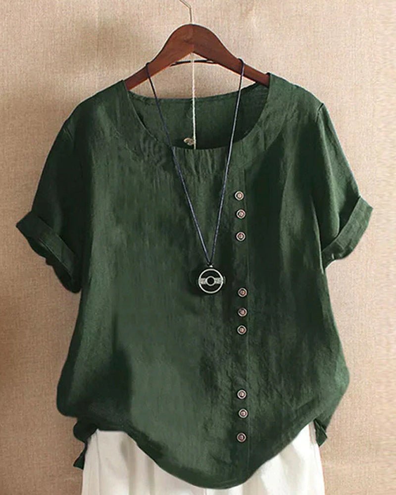 Relaxed Fit Short Sleeve Women's Casual Blouse