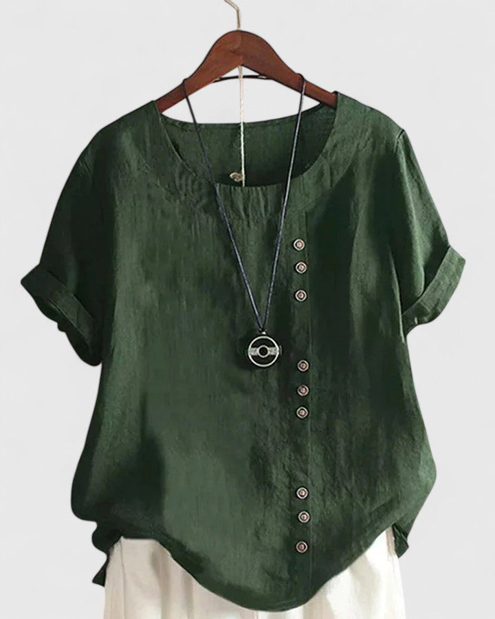Chic Off-Center Button Top
