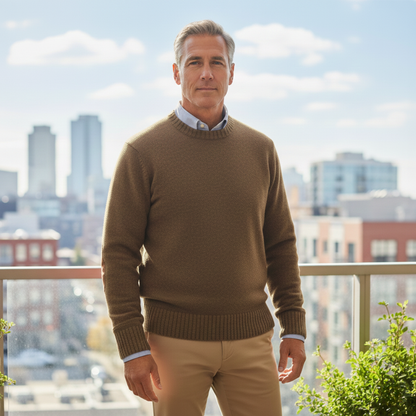 Men's Oversized Knit Sweater Elbow Patches