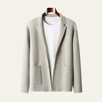 Men's Wool Cardigan Blazer Charcoal Grey