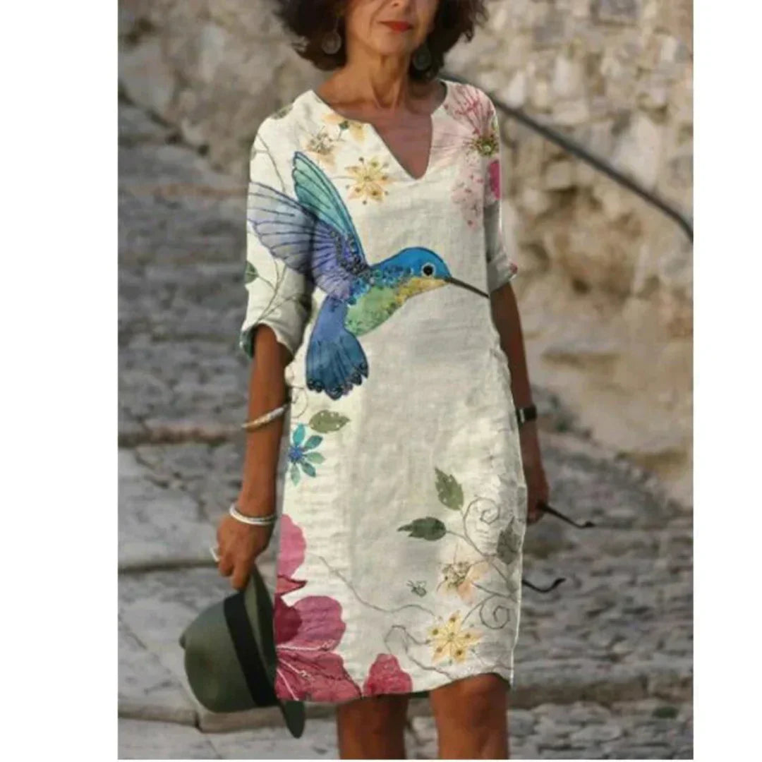 Elegant Floral V Neck Summer Dress
