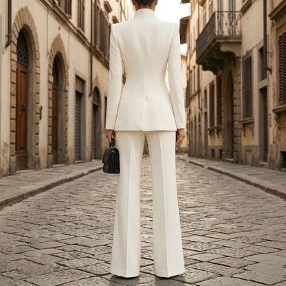 Women’s Tailored Suit High Neck Blazer & Flared Pants Set