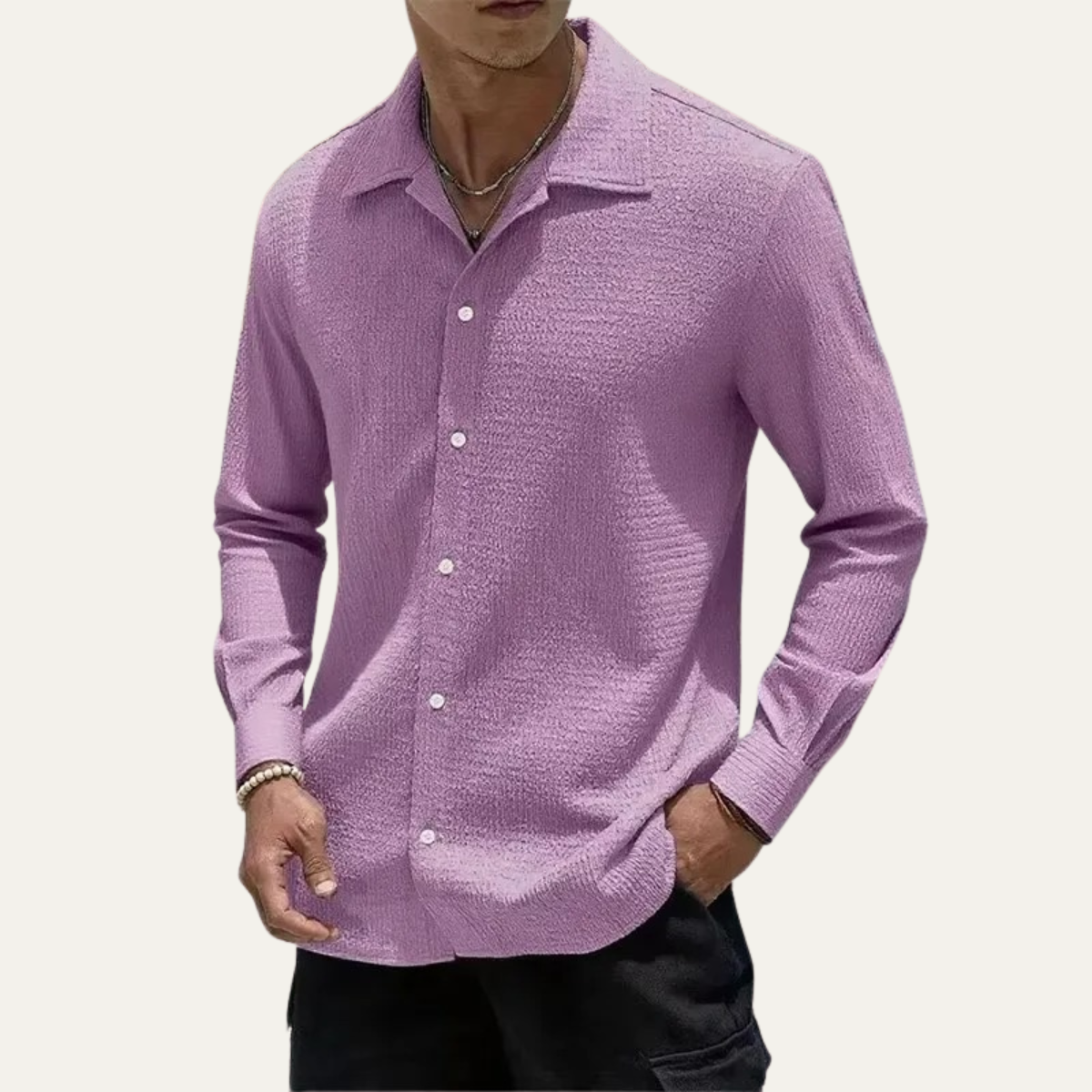 Men's Relaxed Fit Textured Casual Shirt