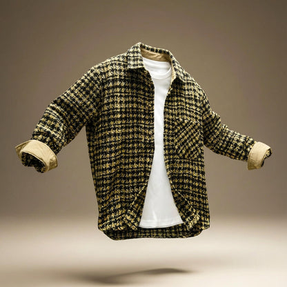 Classic Houndstooth Wool Coat