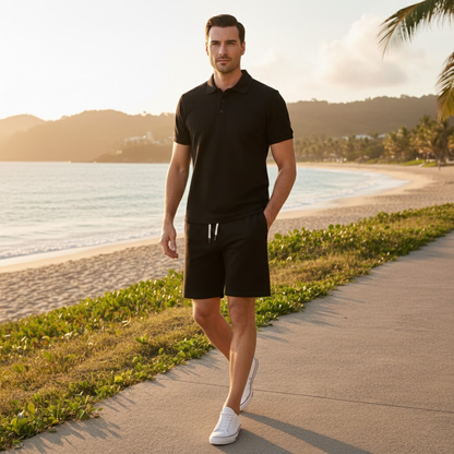 Men's Lightweight Beachwear Shirt And Shorts Set