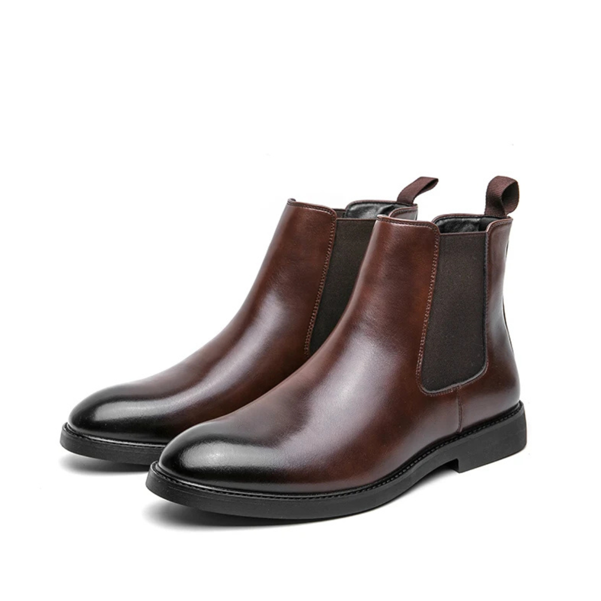 Men's Chelsea Ankle Boots Pointed Toe Leather Black