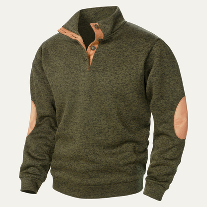 Men's Fleece Sweater Suede Elbow Patches