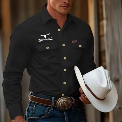 Men's Western Cowboy Print Casual Shirt