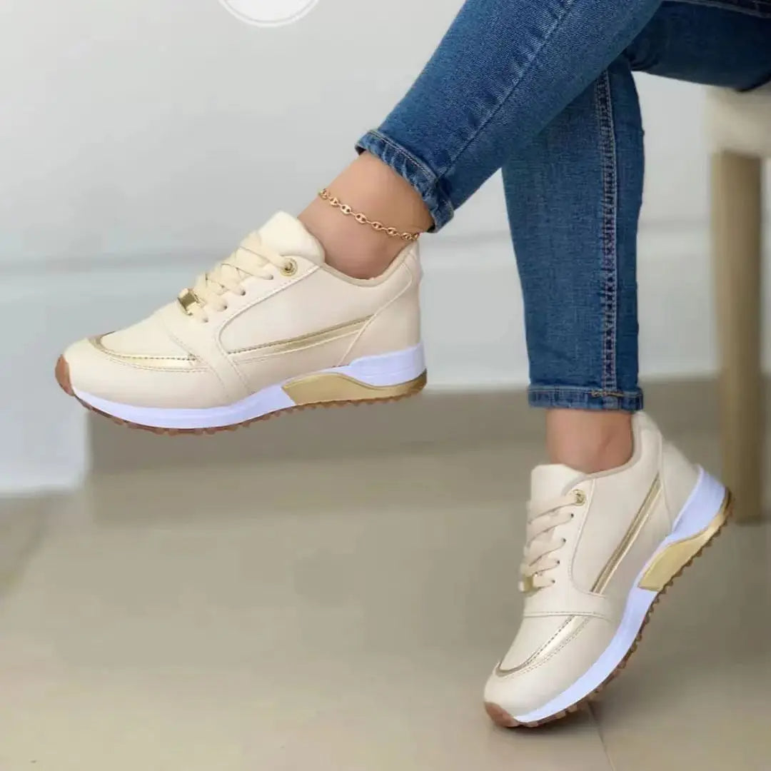 Women's Leather Sneakers Mesh Patchwork