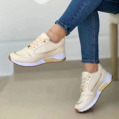 Women's Leather Sneakers Mesh Patchwork