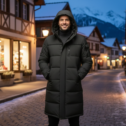 Men's Thermal Longline Puffer Coat Black