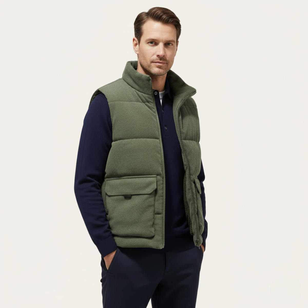 Mens Corduroy Quilted Gilet Lightweight