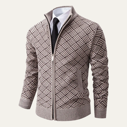 Men's Thick Knitted Full Zip Fleece Lined Jacket