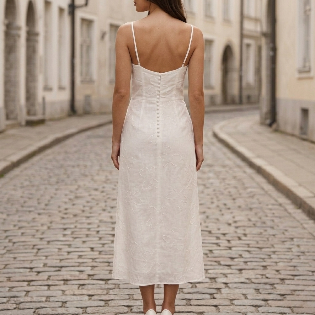 Maxi Dress Spaghetti Strap Embroidered Women