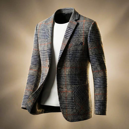 Classic Patterned Mens Wool Jacket