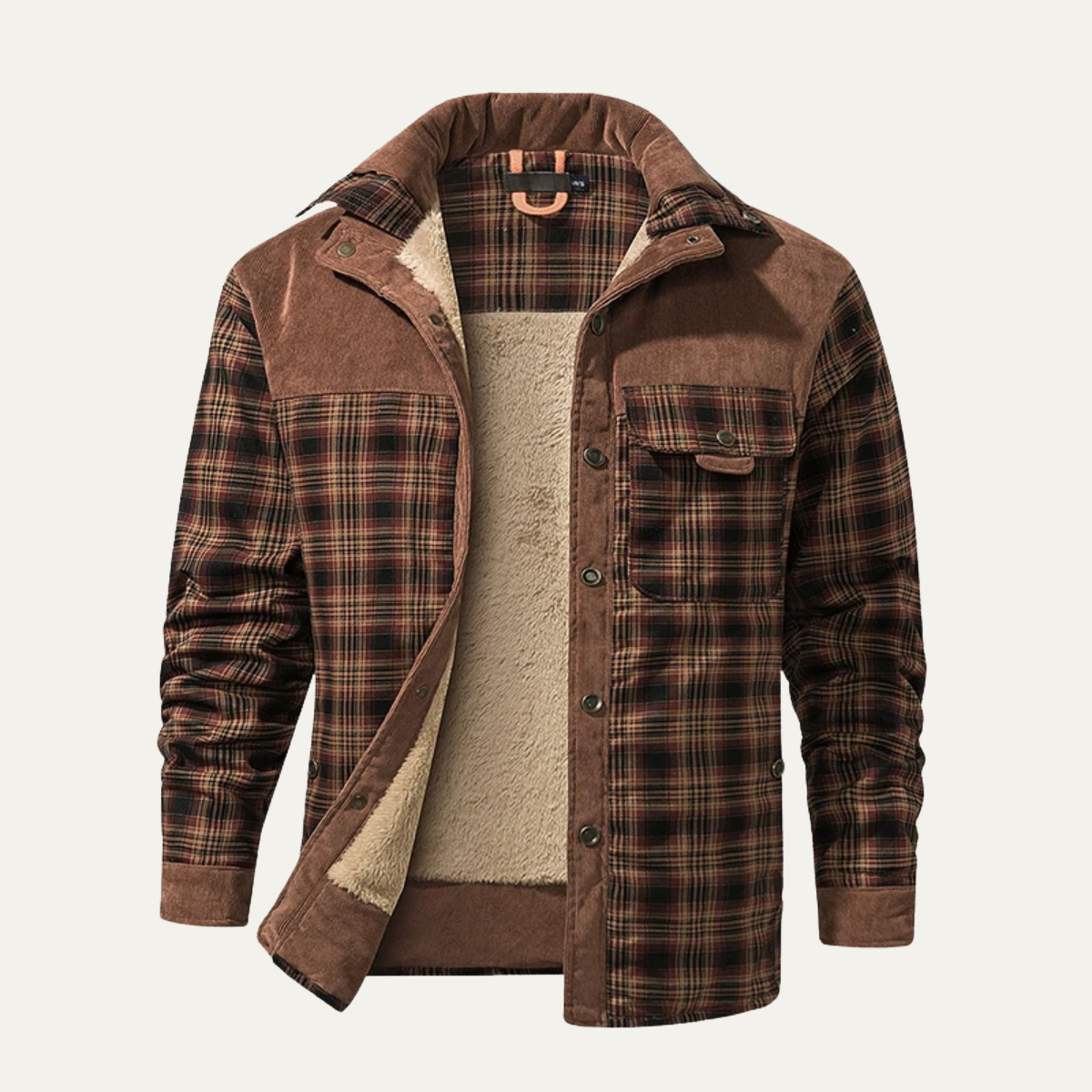 Men's Plaid Flannel Jacket Multi Pocket