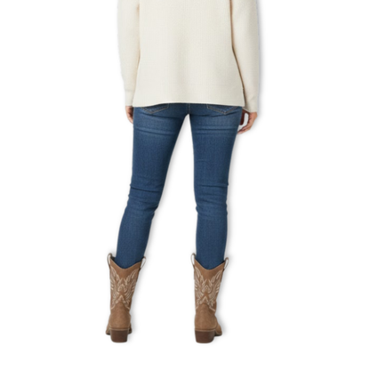 Warm Ankle Boots with Embroidery and Block Heels