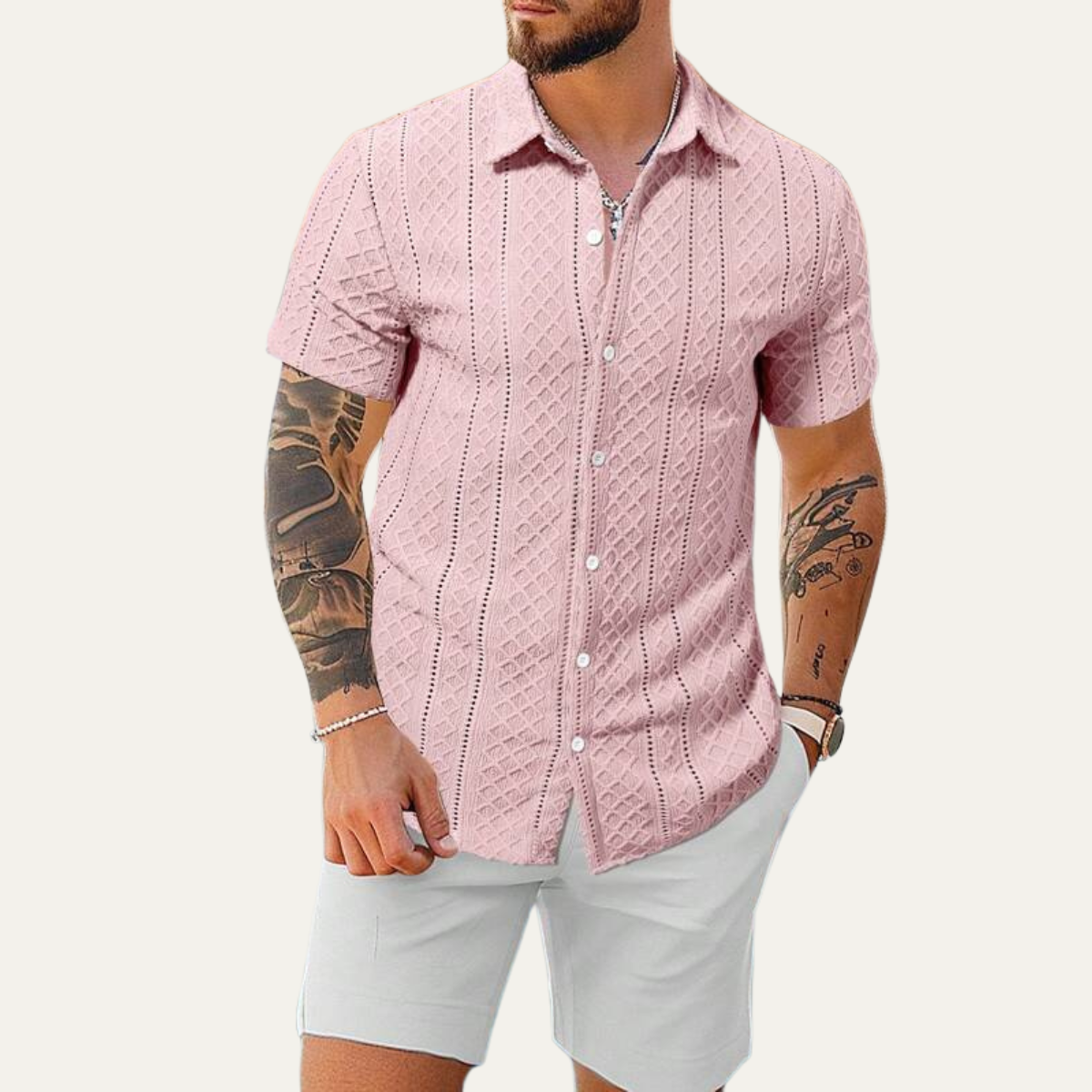Men's Soft Textured Button Up Shirt