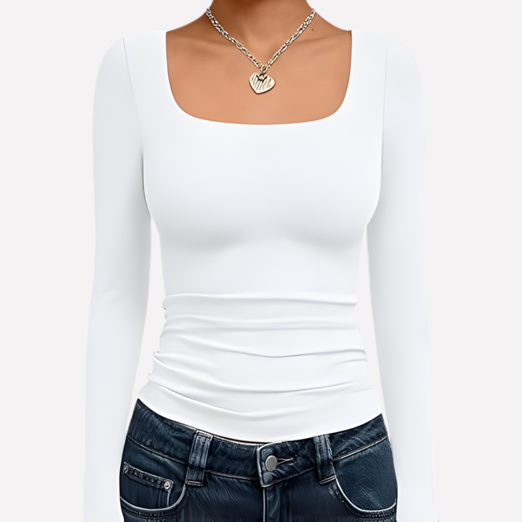 Women's Long Sleeve Crop Square Neck