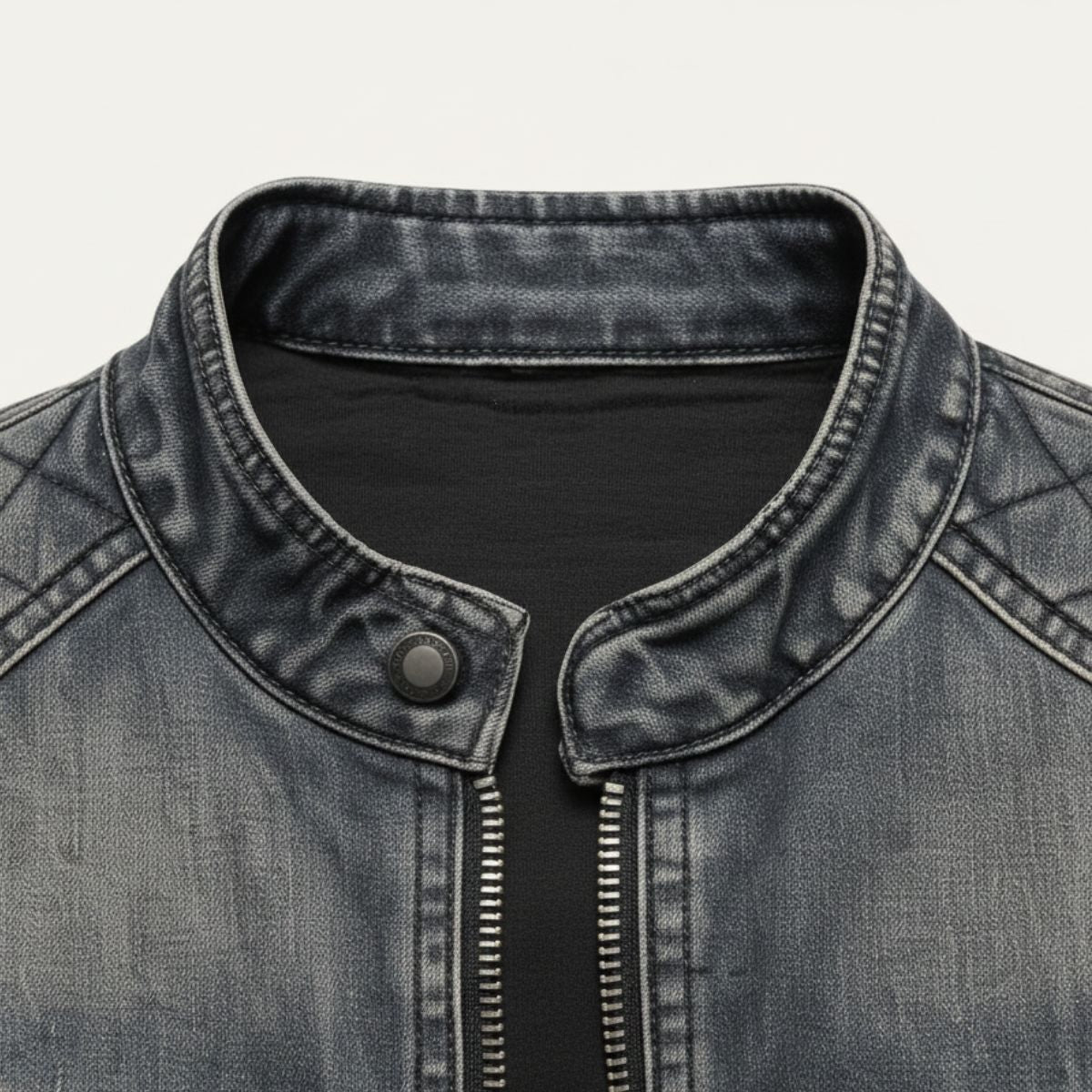 Men's Slim Fit Denim Jacket Zip Collar