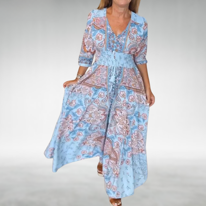 Women's Boho Maxi Dress Flowy Draped Cocktail