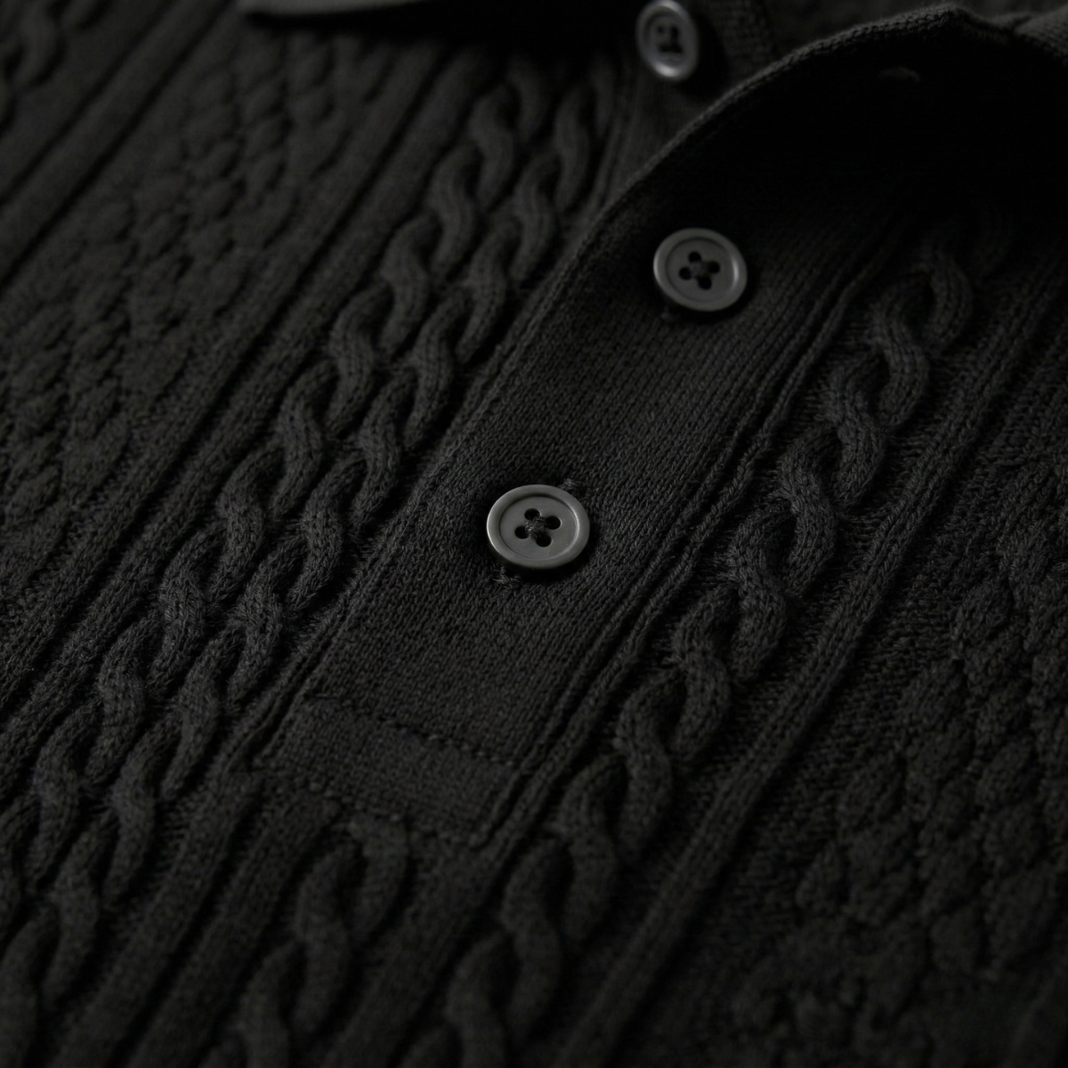 Men's Textured Polo Shirt Black