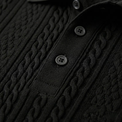 Men's Textured Polo Shirt Black