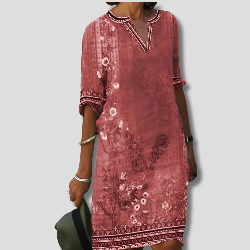 Women's Boho Floral Ruffle Dress