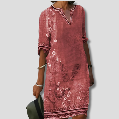 Women's Boho Floral Ruffle Dress