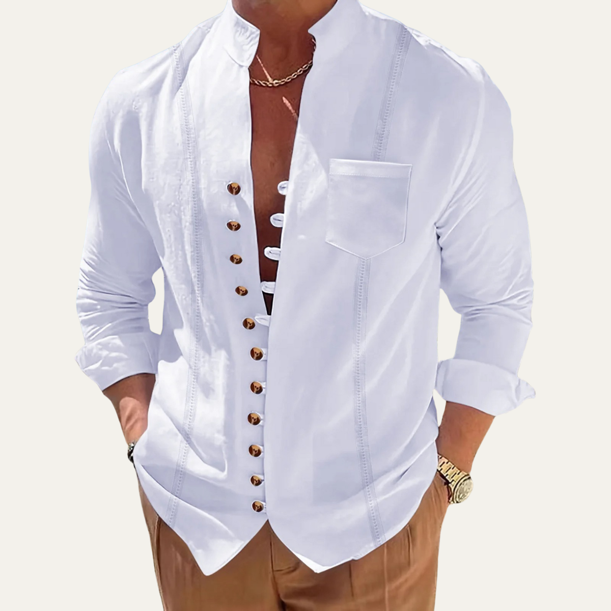 Men's Retro Casual Shirt Multi Button Summer