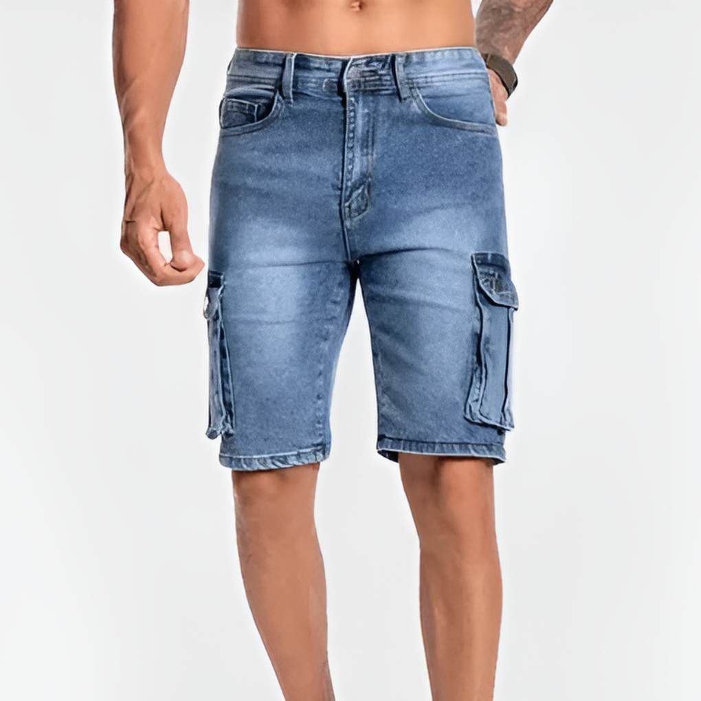 Men's Denim Cargo Shorts - VibreMode