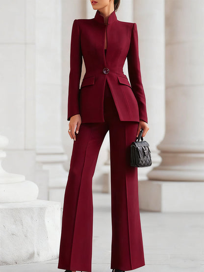 Classic Women's Two Piece Blazer Pants Suit Set
