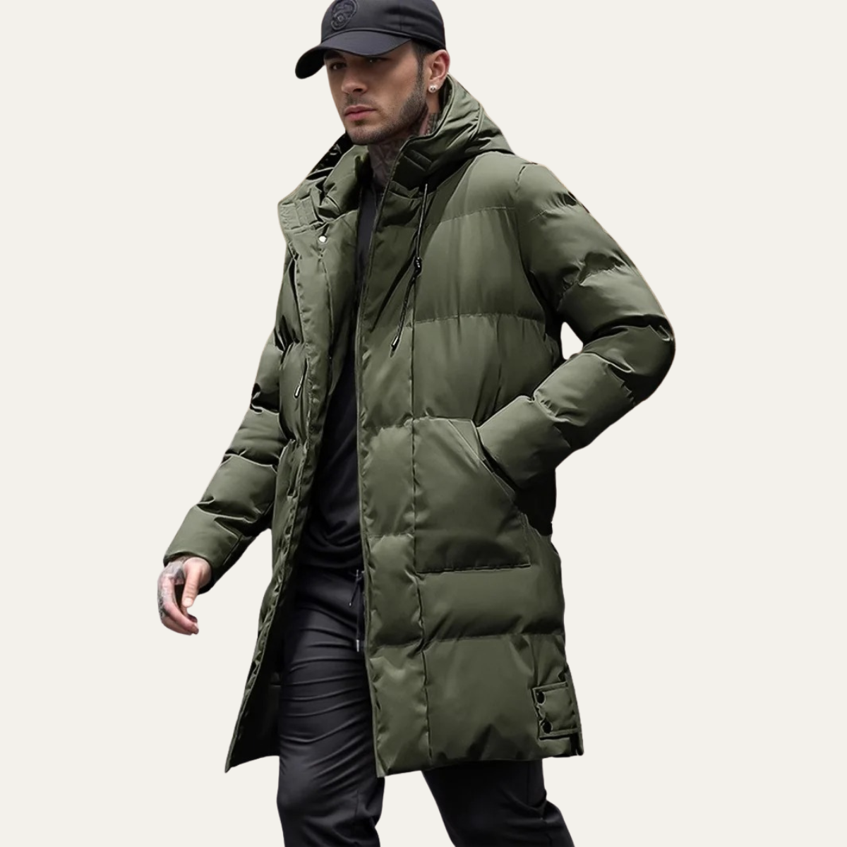 Men's Puffer Hooded Coat Waterproof With Pockets