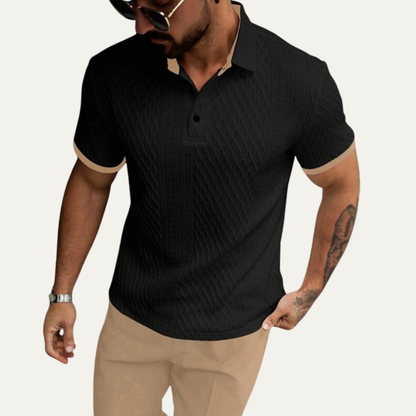 Cedarcrest Park Men's Textured Polo Shirt Contrast Collar