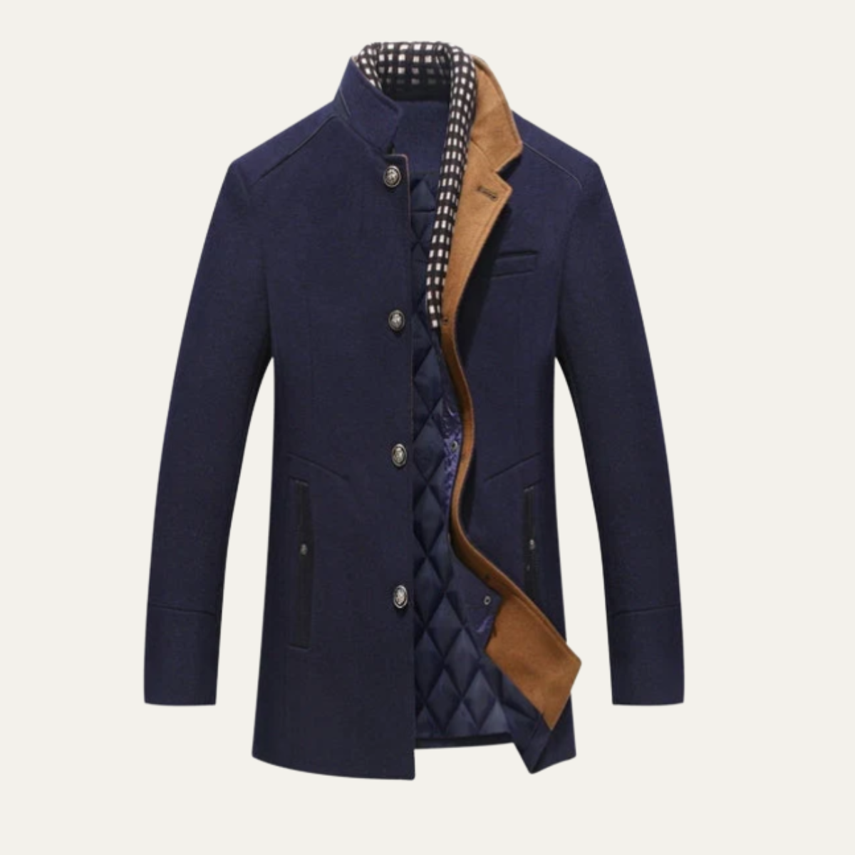 Men's Classic Wool Winter Coat Quilted Lining - VibreMode