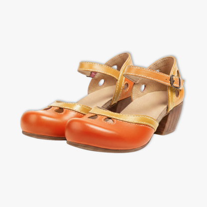 Vintage Style Low Heel Cutout Women's Sandals