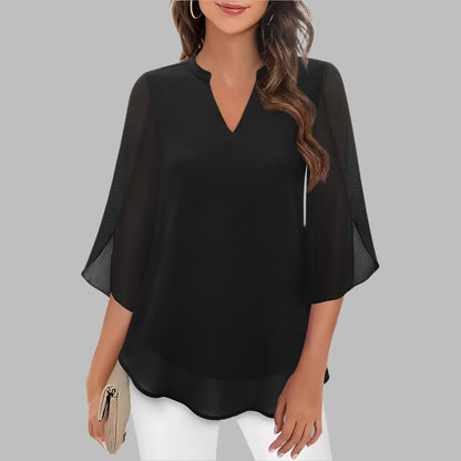 Women's V Neck Summer Petal Sleeves