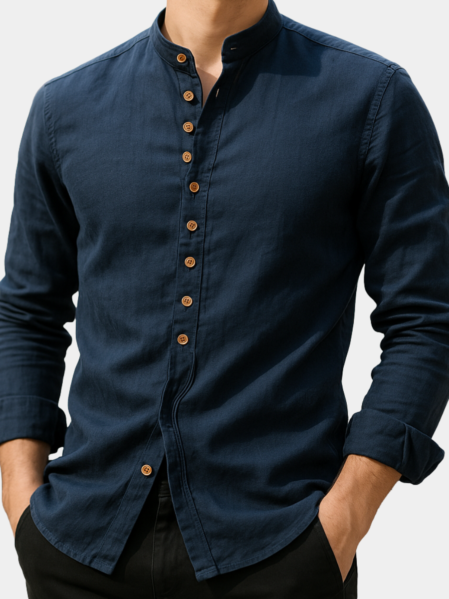 Men's Long Sleeve Button Front Shirt - VibreMode